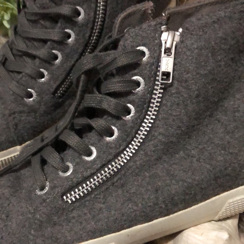 Superga Wool Blend HighTops-Gray-Sz 39.5-Side Zip Details/Lace Up Front - Picture 3 of 16